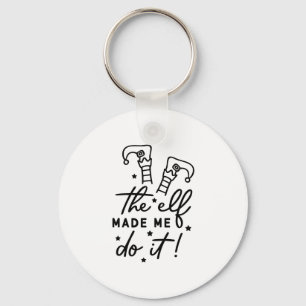 Funny Christmas Elf made me Do it Funny Retro Cool Key Ring