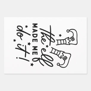 Funny Christmas Elf made me Do it Funny Retro Cool Wrapping Paper Sheet