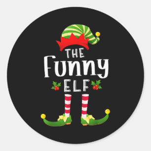 Funny Christmas Elf Matching Pajama X-mas Party  Classic Round Sticker