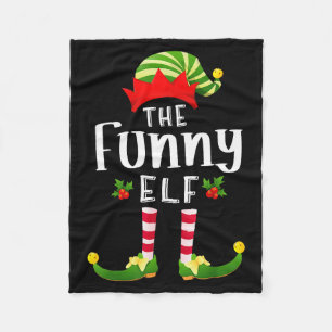 Funny Christmas Elf Matching Pajama X-mas Party  Fleece Blanket