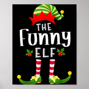 Funny Christmas Elf Matching Pajama X-mas Party Poster