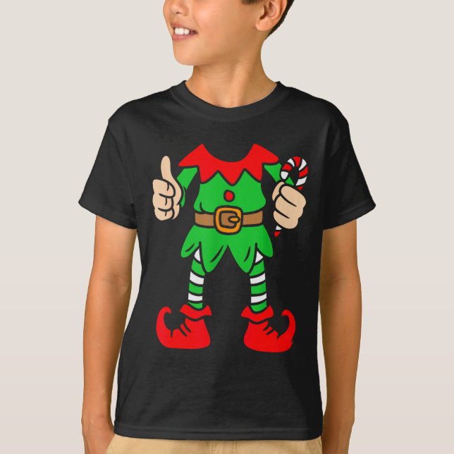 Funny Christmas Elf Outfit Costume Xmas Family Adu T-Shirt (Front)