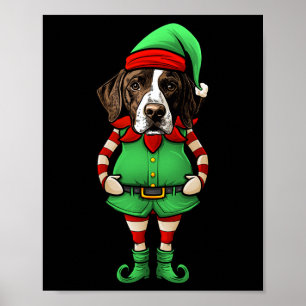 Funny Christmas Elf Pointer Dog Poster