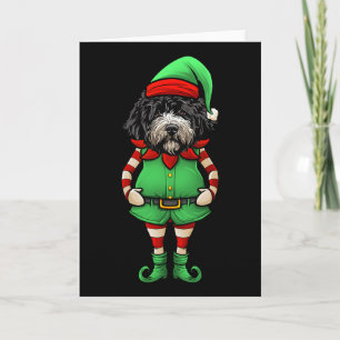 Funny Christmas Elf Portuguese Water Dog Card