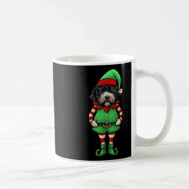 Funny Christmas Elf Portuguese Water Dog  Coffee Mug (Right)