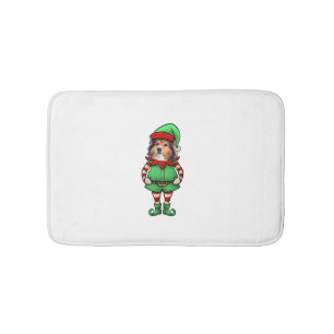 Funny Christmas Elf Shetland Sheepdog Dog Sheltie  Bath Mat