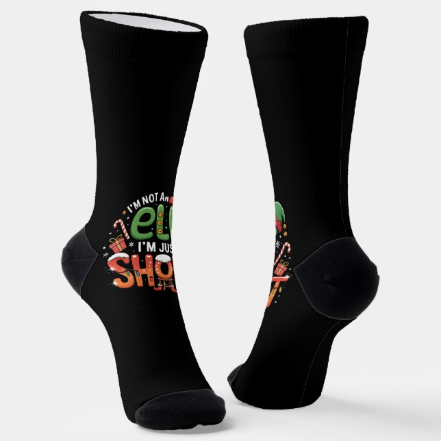 Funny Christmas Elf Short Men Women Kids Socks (Angled)