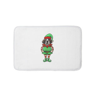 Funny Christmas Elf St Bernard Dog Saint Bernard  Bath Mat