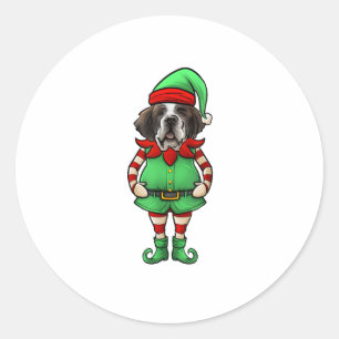 Funny Christmas Elf St Bernard Dog Saint Bernard Classic Round Sticker