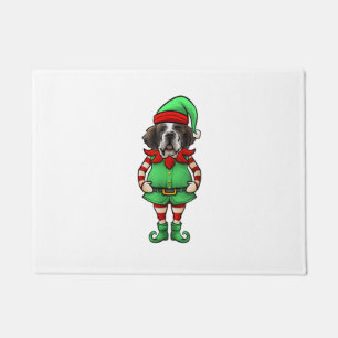 Funny Christmas Elf St Bernard Dog Saint Bernard Doormat