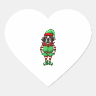 Funny Christmas Elf St Bernard Dog Saint Bernard  Heart Sticker