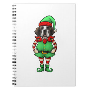 Funny Christmas Elf St Bernard Dog Saint Bernard Notebook