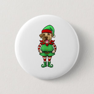 Funny Christmas Elf Yellow Lab Dog Yellow Labrador 6 Cm Round Badge