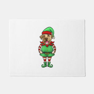 Funny Christmas Elf Yellow Lab Dog Yellow Labrador Doormat