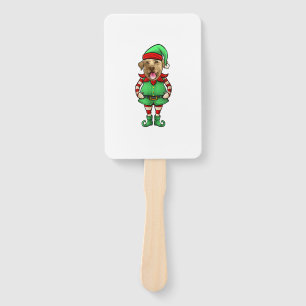 Funny Christmas Elf Yellow Lab Dog Yellow Labrador Hand Fan