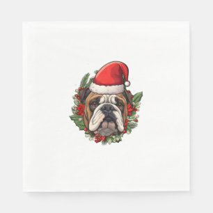Funny Christmas English Bulldog Napkin
