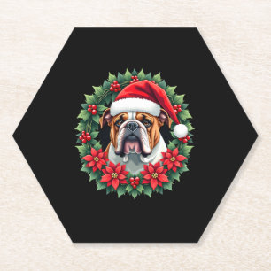 Funny Christmas English Bulldog Tank Top Paper Coaster