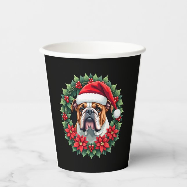 Funny Christmas English Bulldog Tank Top Paper Cups (Front)