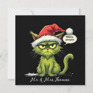 Funny Christmas "Ew People" Meowy Cat Lovers  Invitation