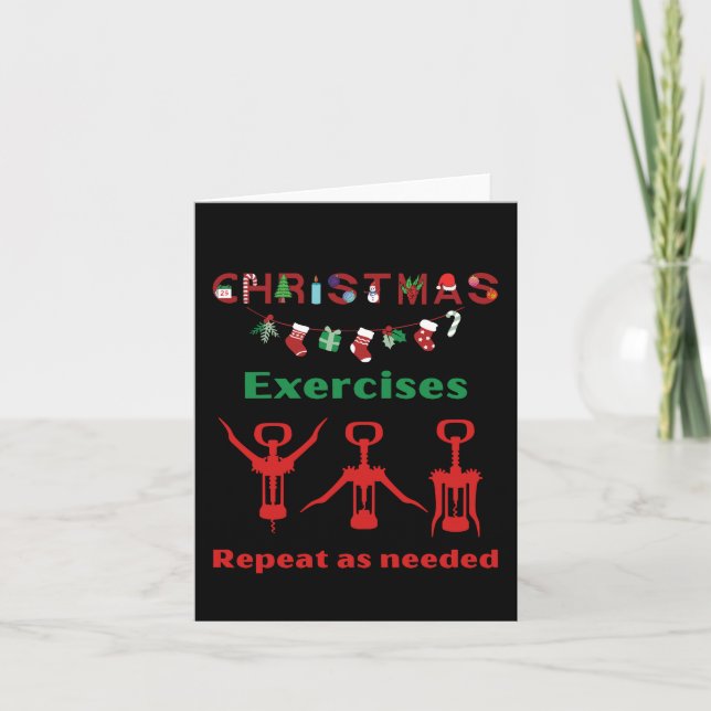 Funny Christmas Exercises Repeat As Needed  Holiday Card (Front)
