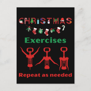Funny Christmas Exercises Repeat As Needed Holiday Postcard