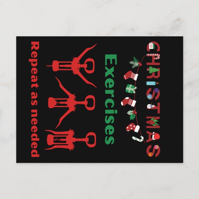 Funny Christmas Exercises Repeat As Needed  Postcard (Front)