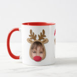 Funny Christmas Faces Mug<br><div class="desc">Funny faces in Christmas theme of an elf,  Santa and reindeer. Customise with your photos.</div>