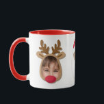 Funny Christmas Faces Mug<br><div class="desc">Funny faces in Christmas theme of an elf, Santa and reindeer. Customise with your photos.</div>