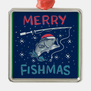 Funny Christmas Fish Flshing Metal Ornament