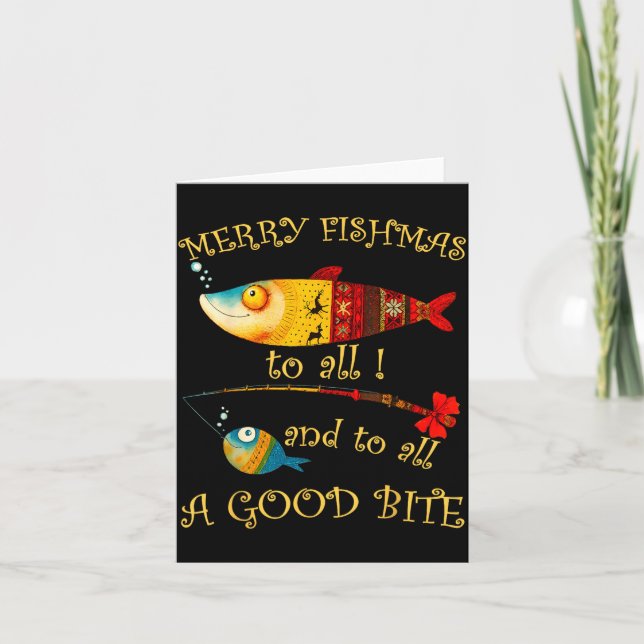 Funny Christmas Fisherman's Merry Fishmas To All F Card (Front)