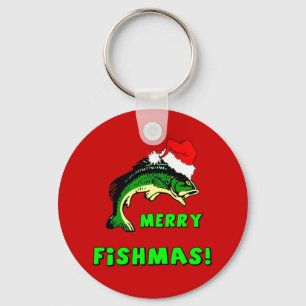 Funny Christmas fishing Key Ring