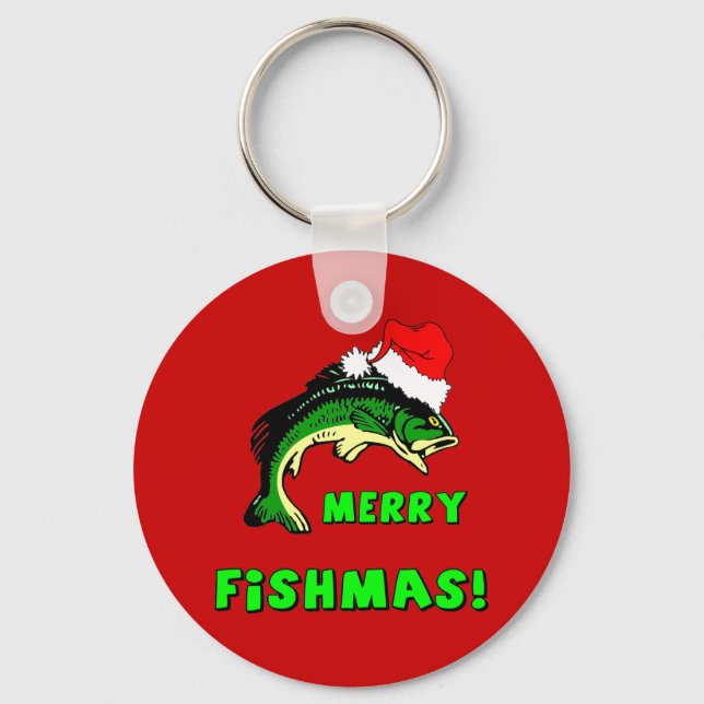 Funny Christmas fishing Key Ring (Front)