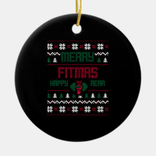 Funny christmas fitness product - perfect gift ceramic ornament