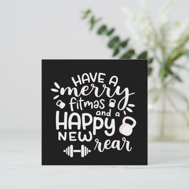 Funny Christmas Fitness Sarcastic Gym Holiday Gift Invitation (Standing Front)