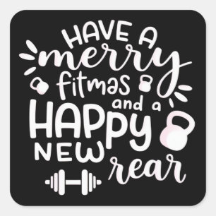 Funny Christmas Fitness Sarcastic Gym Holiday Gift Square Sticker