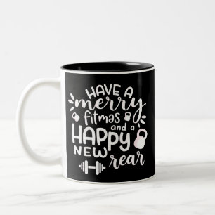Funny Christmas Fitness Sarcastic Gym Holiday Gift Two-Tone Coffee Mug