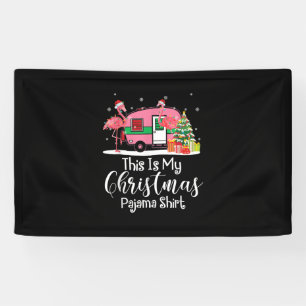 Funny Christmas Flamingo Camper Gifts Banner