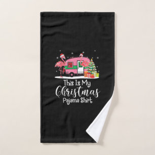 Funny Christmas Flamingo Camper Gifts Hand Towel