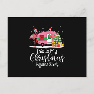 Funny Christmas Flamingo Camper Gifts Holiday Postcard