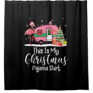 Funny Christmas Flamingo Camper Gifts Shower Curtain