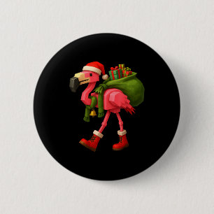 Funny Christmas Flamingo Santa Holiday Design 6 Cm Round Badge