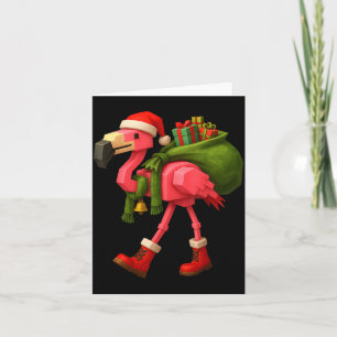 Funny Christmas Flamingo Santa Holiday Design Card