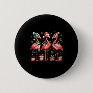 Funny Christmas Flamingos 6 Cm Round Badge
