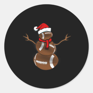 Funny Christmas Football Ball Santa Snowman Classic Round Sticker
