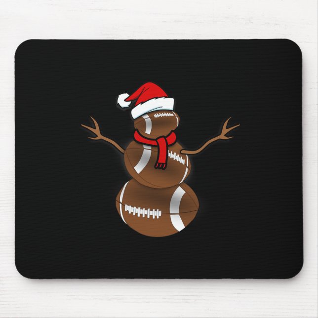 Funny Christmas Football Ball Santa Snowman  Mouse Pad (Front)
