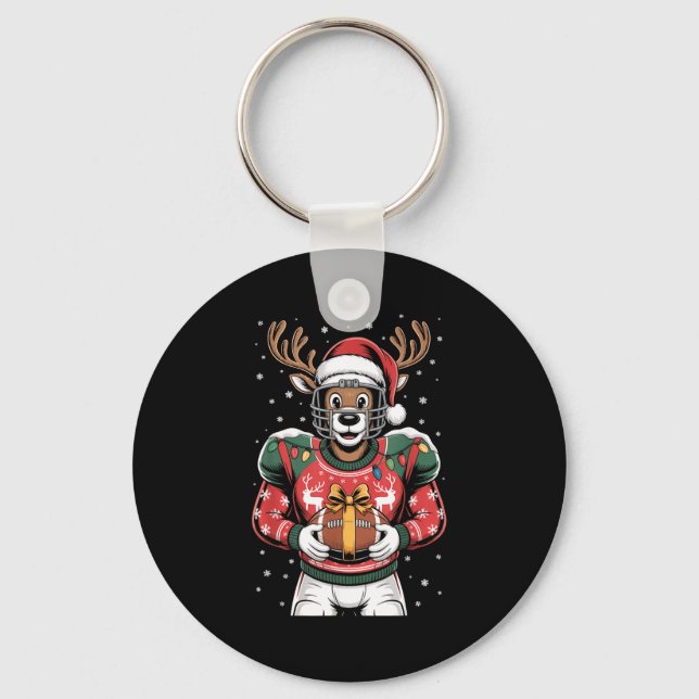 Funny Christmas Football Reindeer  Key Ring (Front)