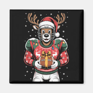 Funny Christmas Football Reindeer  Magnet