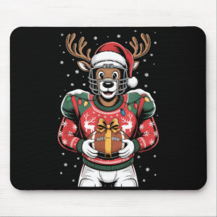 Funny Christmas Football Reindeer  Mouse Pad