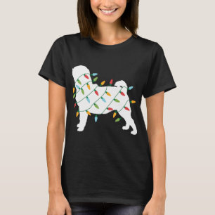 Funny Christmas for Dog Lover Christmas Lights Pug T-Shirt