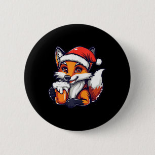 Funny Christmas Fox With Beer Comic 6 Cm Round Badge